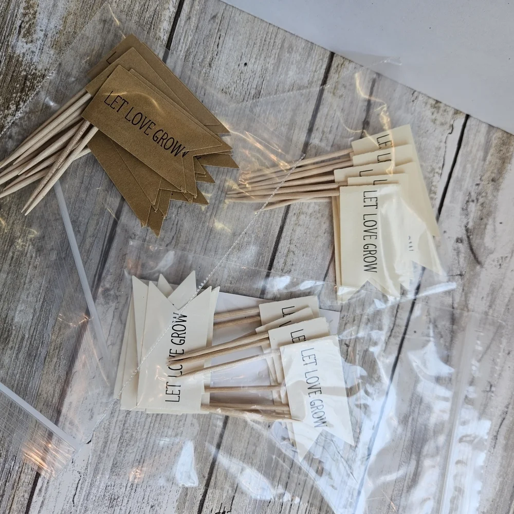 36 Let Love Grow Party Picks - Cream and Tan